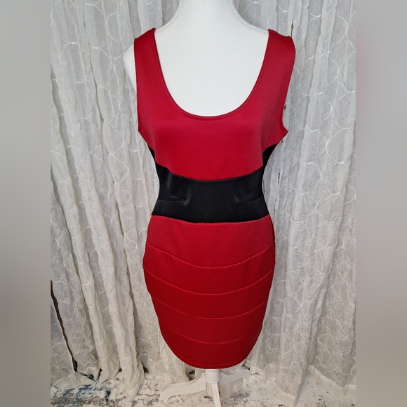 Charlotte Russe Dresses & Skirts - Charlotte Russe Y2K Vintage Red & Black Mesh Cut Out Cocktail Bodycon Mini Dress